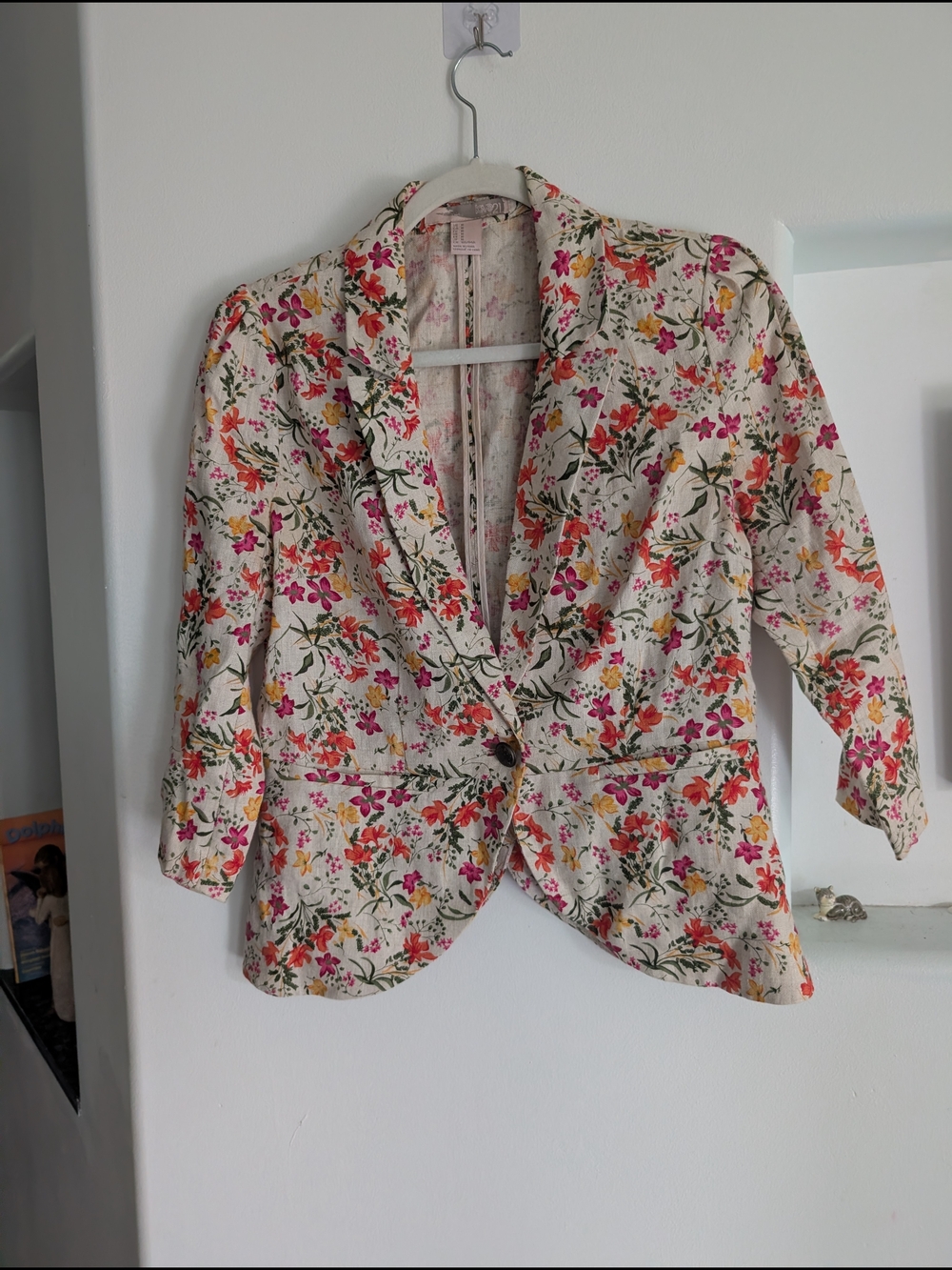 Linen Floral Blazer — Size 10 — Boho Chic / Cottagecore EUC